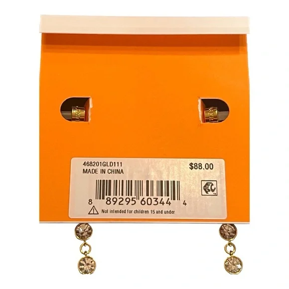 Kurt Geiger London NWT gorgeous Micro Eagle Crystal Linear Drop Earrings - Picture 3 of 10